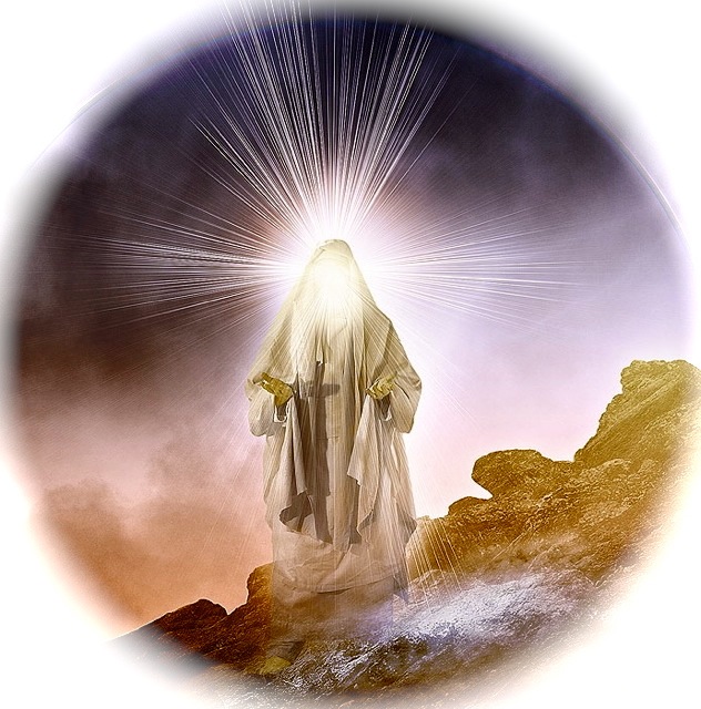 The radiance of Moses' face on the mountain is, to Christians, a foretaste of the Transfiguration of Christ, at which Moses was also present. (artist unknown)
